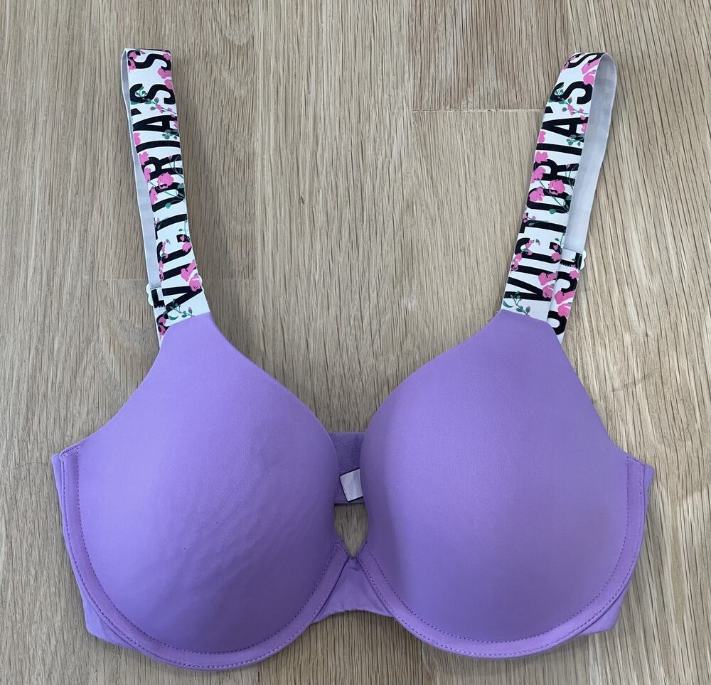 Victoria's Secret Bra Womens 32DD Purple T-Shirt Lightly Lined Molded Underwire